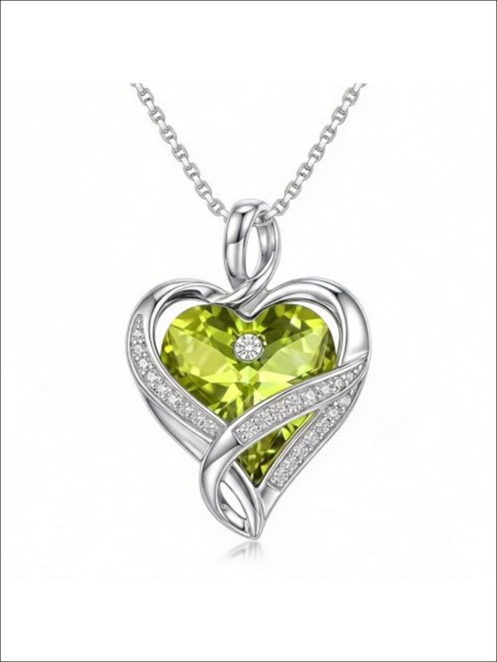 Infinity Heart Birthstone Pendant Necklace Sterling Silver Crystal Jewelry Gift